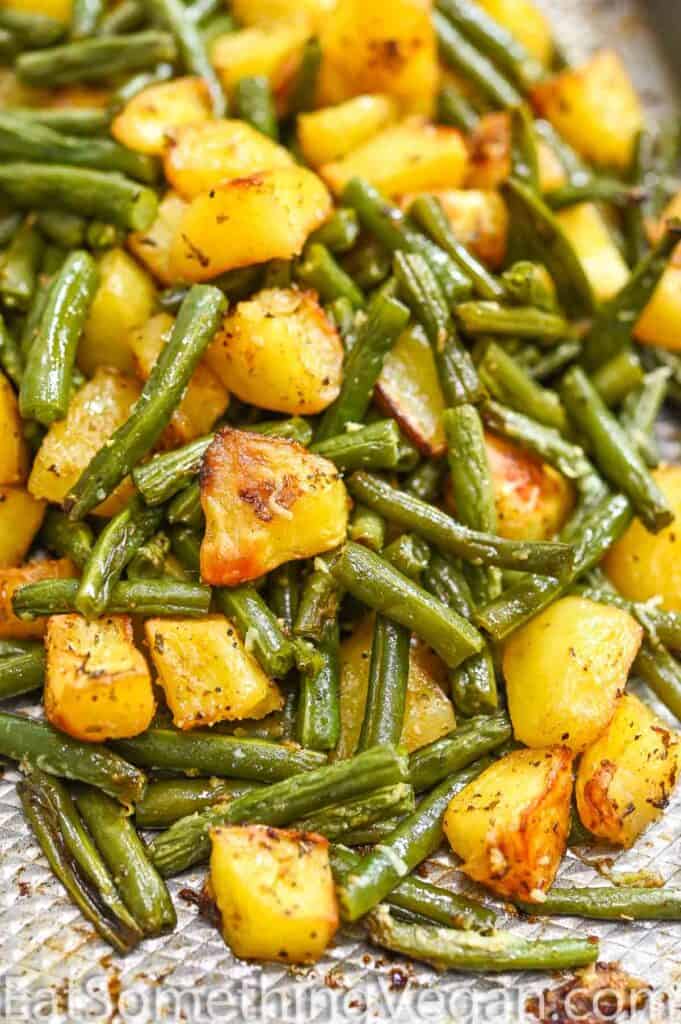 Potatoes and Green Beans on a tray