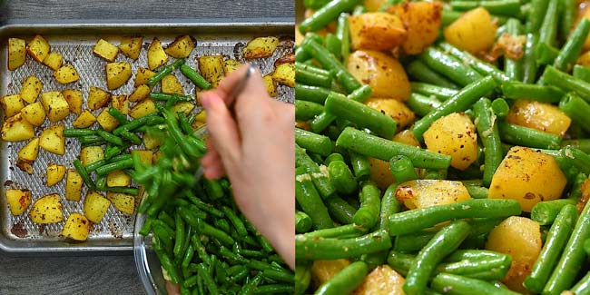 baking the beans with potatoes