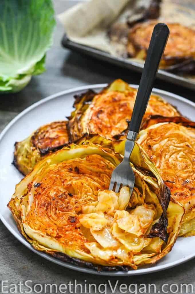 Roasted Cabbage on a fork