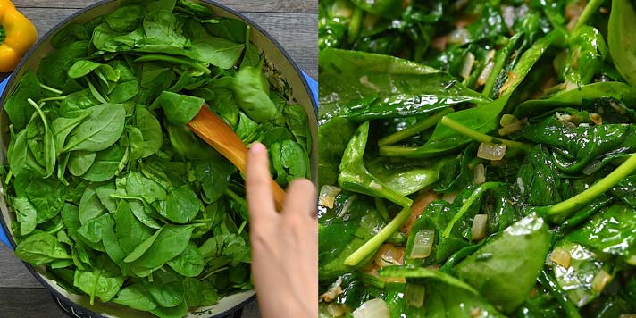 adding the spinach