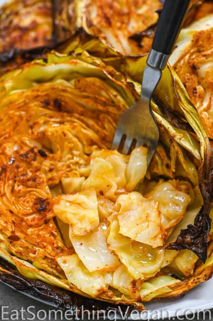 close up shot of roasted cabbage
