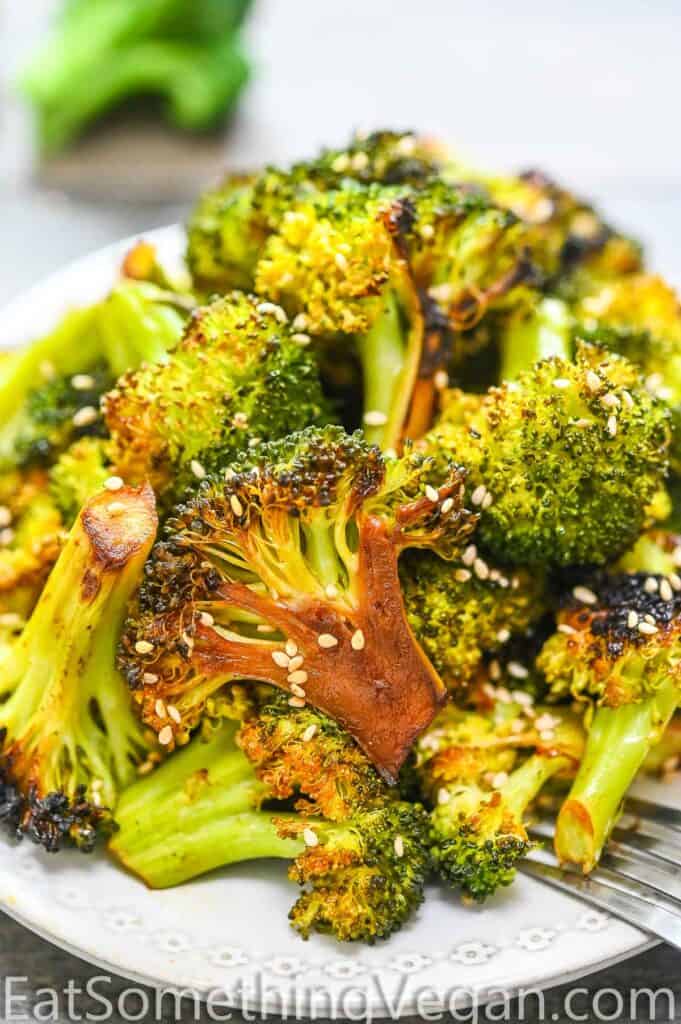 Simple Roasted Broccoli on a Plate.