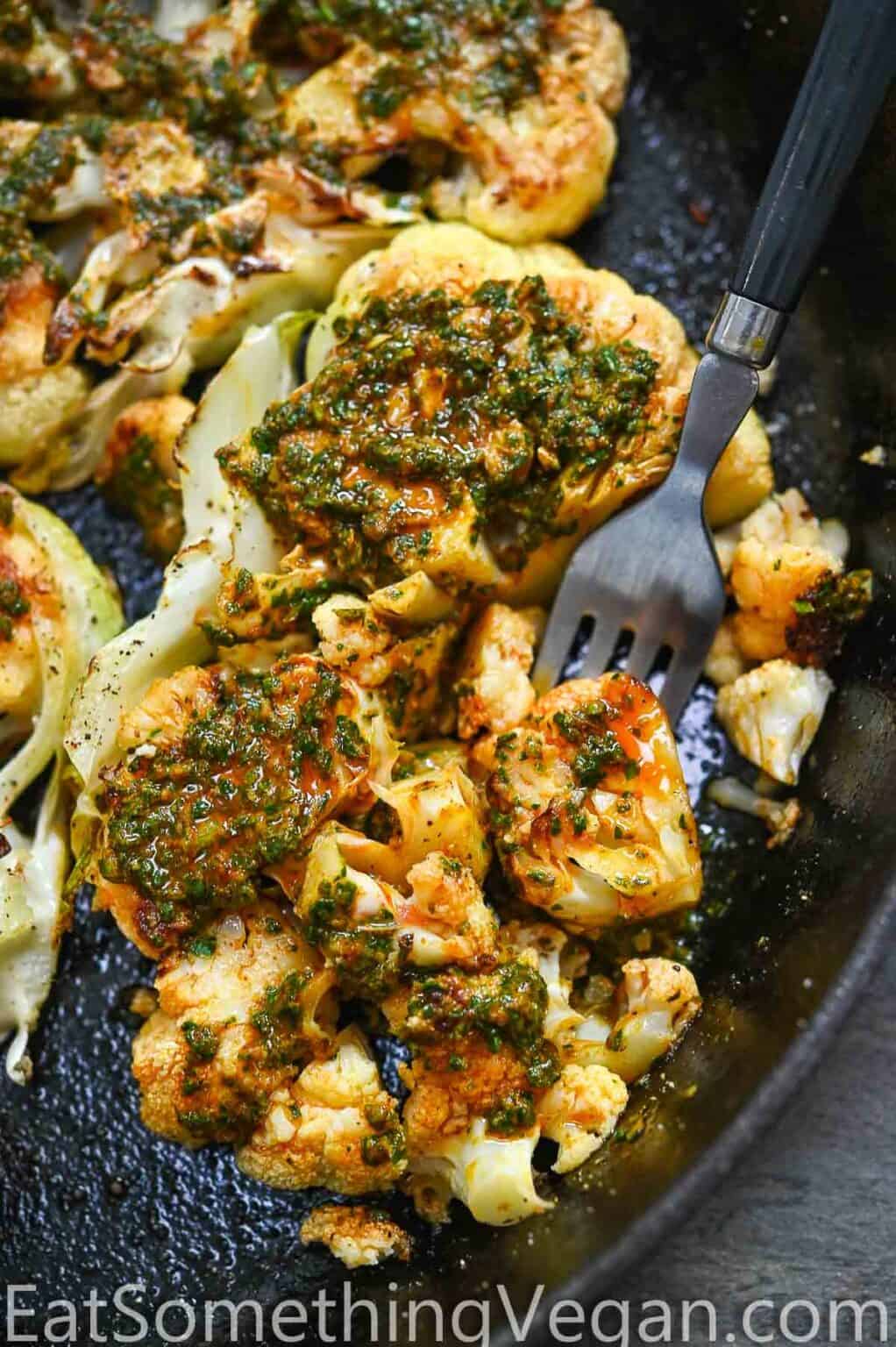 Cauliflower Steaks with Chermoula Sauce - Eat Something Vegan