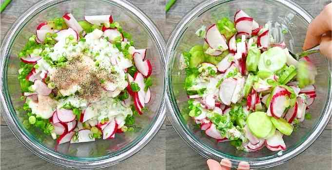 mixing the veggies with the rest of the ingredients