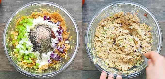 adding the ingredients to the bowl