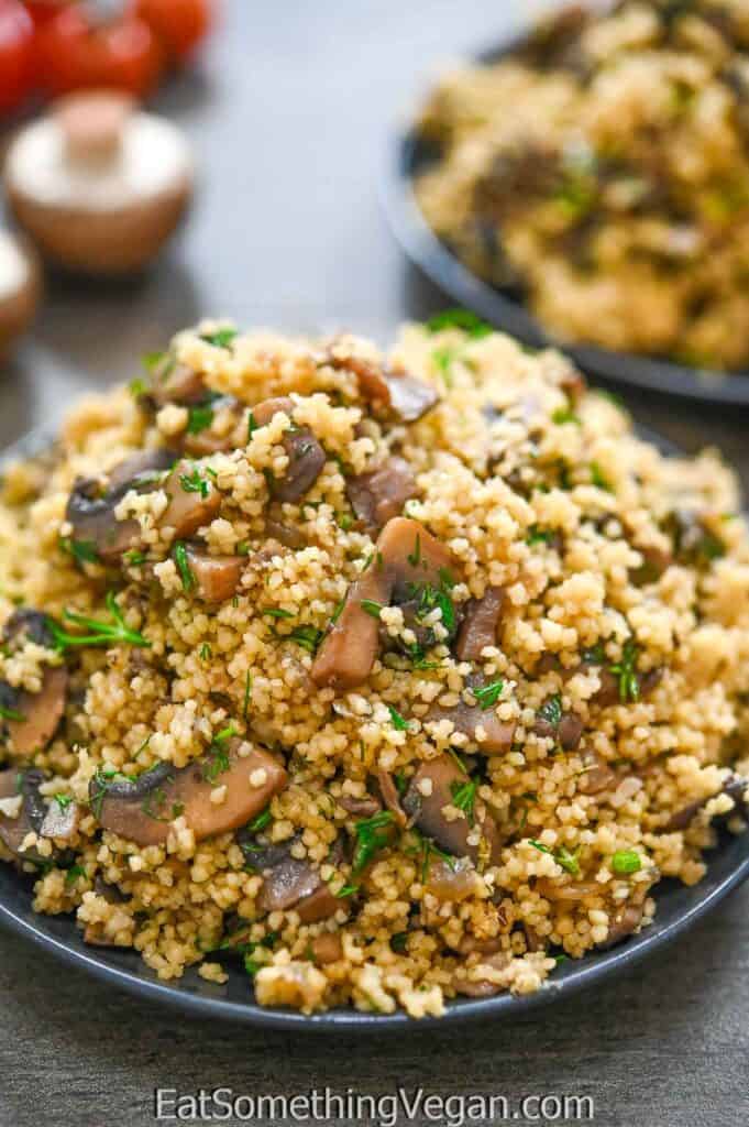 Mushroom Couscous on a plate