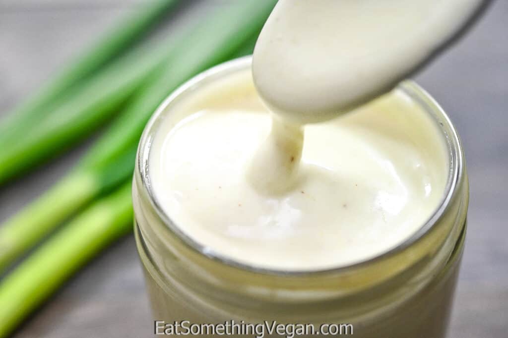 vegan mayo on a spoon