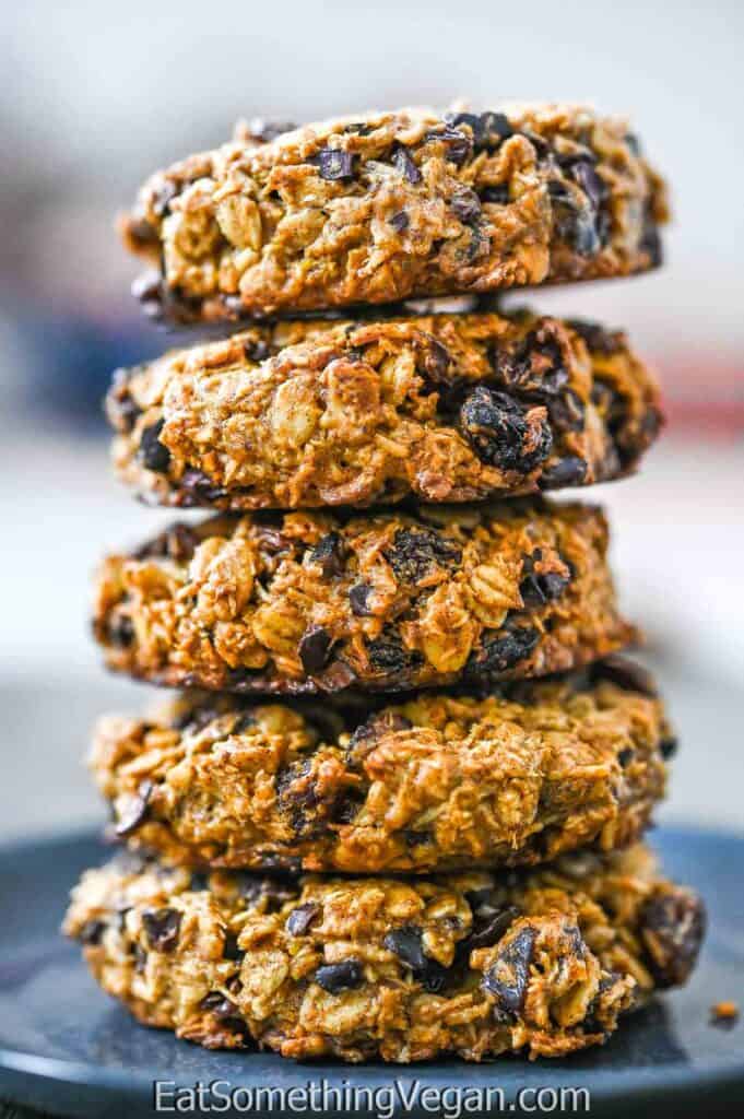 A stack of Vegan Oatmeal Cookies