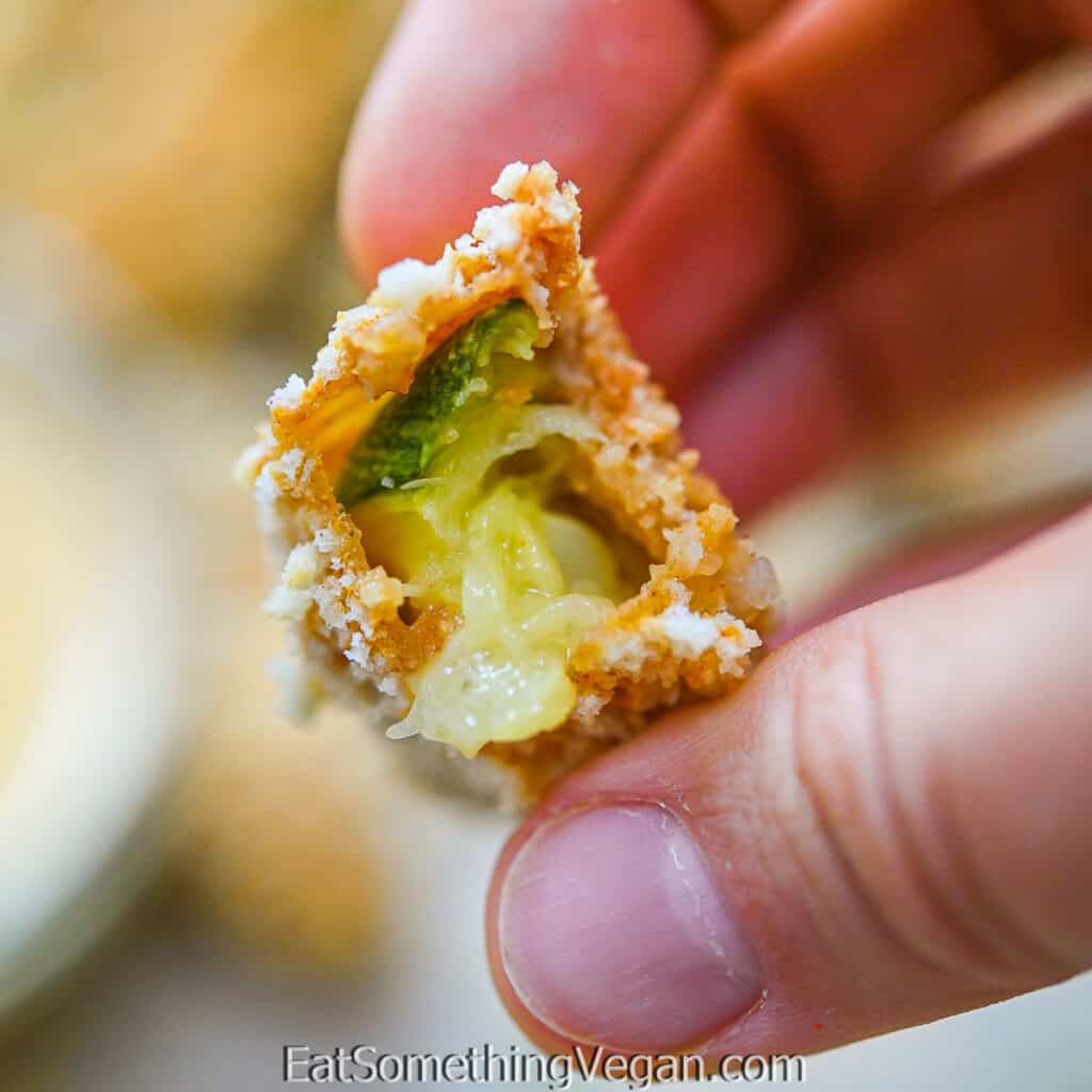 Baked Vegan Zucchini Fries from the inside