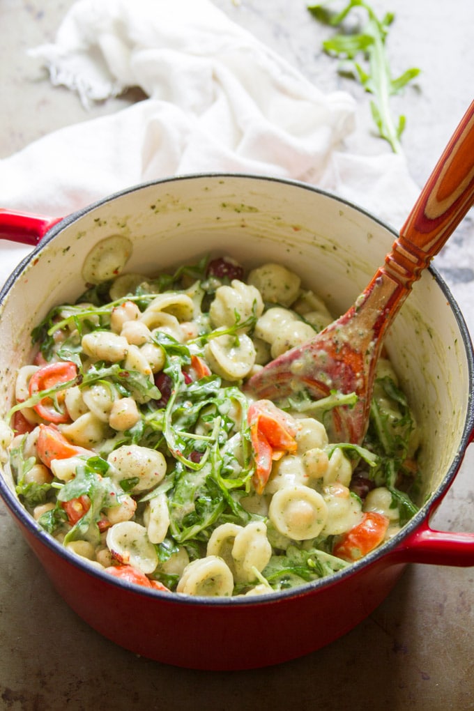 Orecchiette in Creamy Dairy-Free Pesto