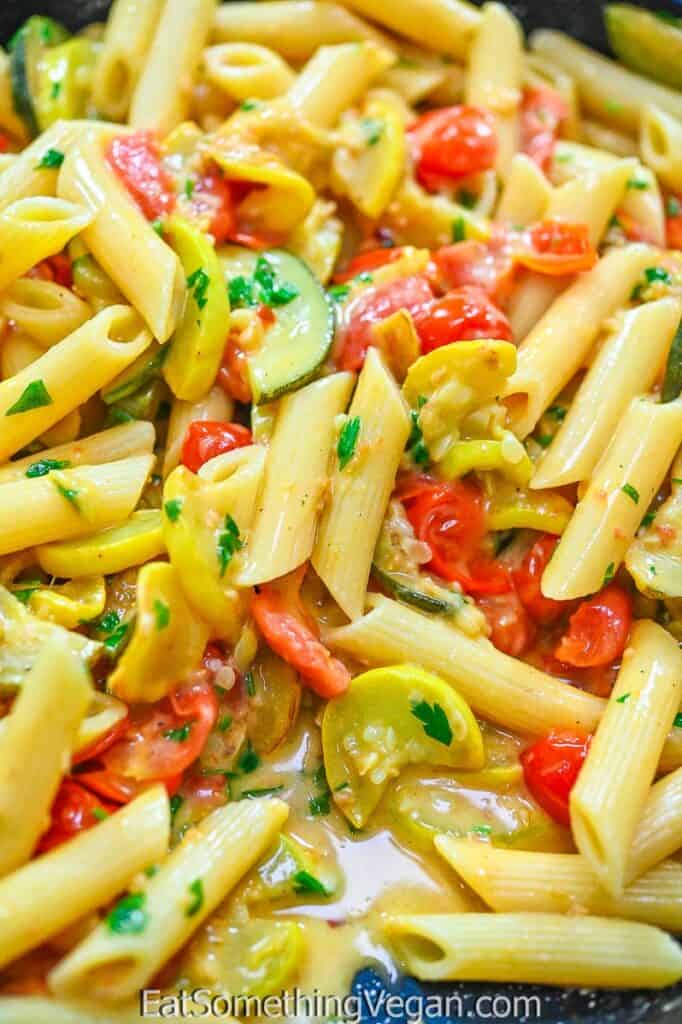 Creamy Zucchini Pasta in the skillet