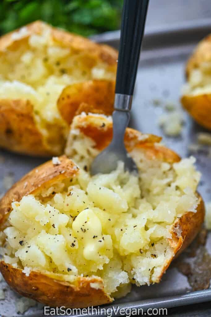 Baked Potatoes on a fork