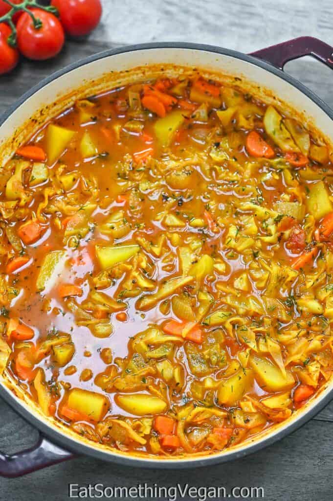 Vegan Cabbage Soup in a pot
