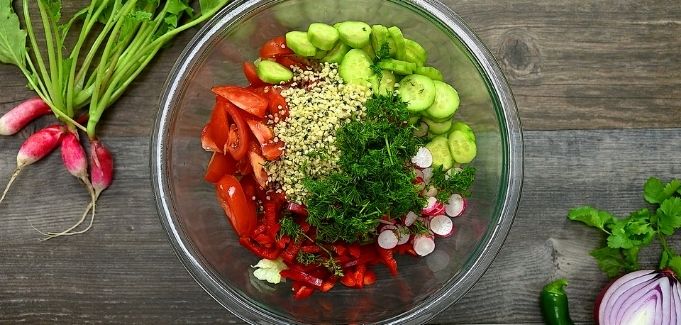veggies in a mixing bowl