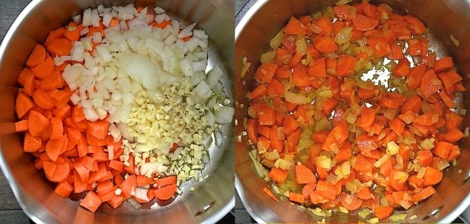 cooking onions and carrots