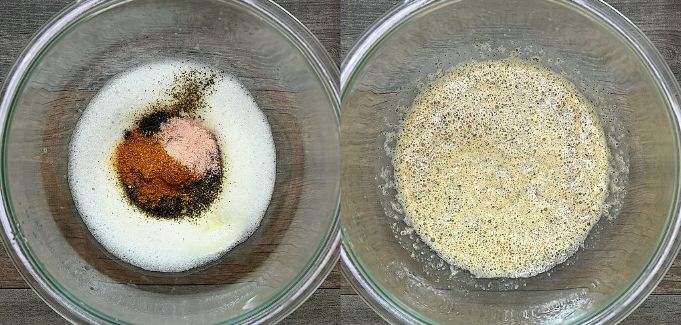 adding spices to the chickpea liquid