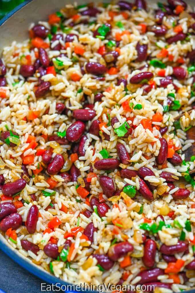 Vegan Rice and Beans in the skillet