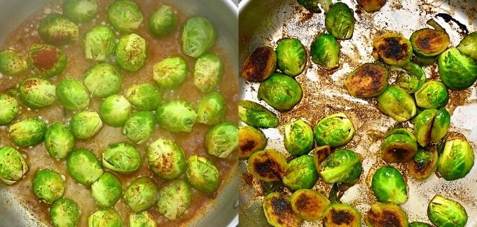 adding broth to Brussel's sprouts
