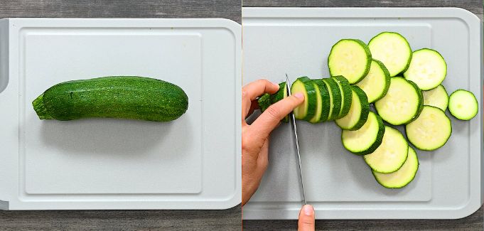 cutting zucchini into circles