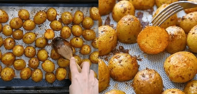 baking the potatoes