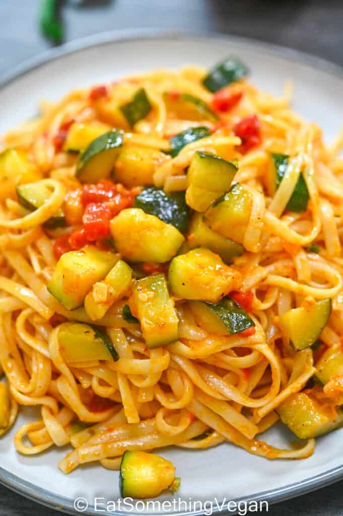 Fettuccine with Zucchini on a plate