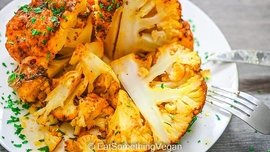 Whole Baked Cauliflower cut into pieces