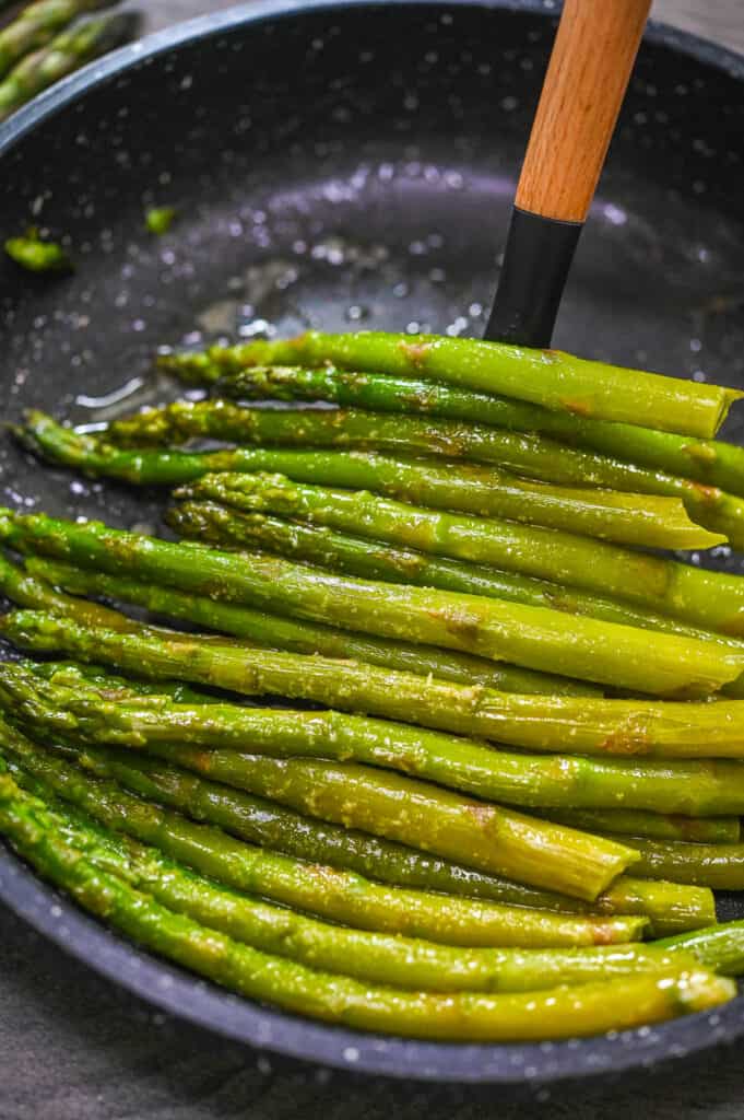 Steamed Asparagus on a spatula
