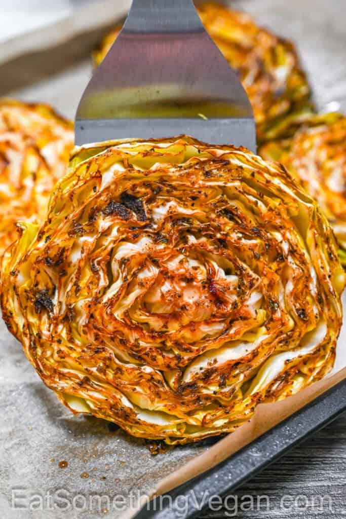Balsamic Roasted Cabbage on the spatula