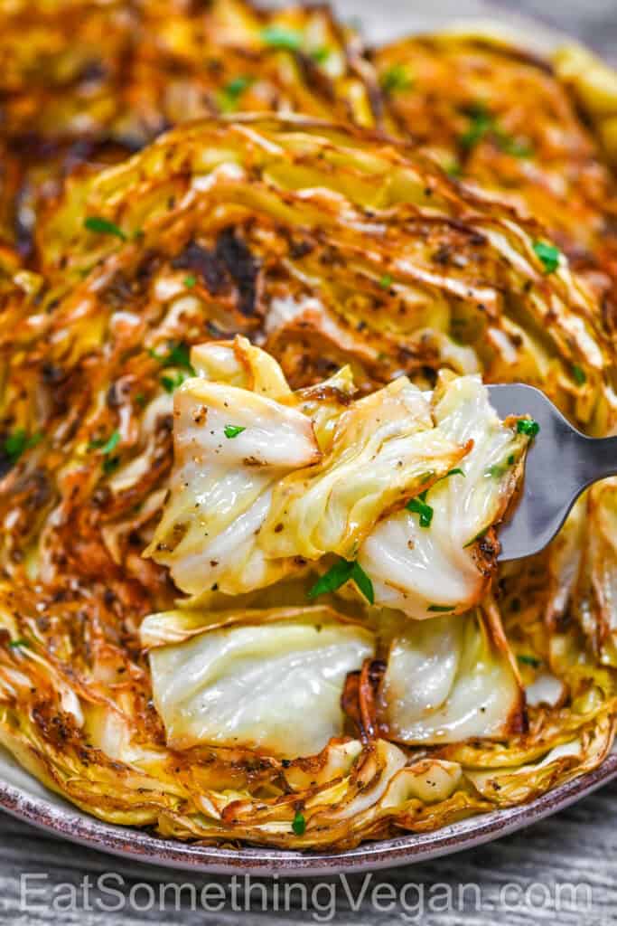 Balsamic Roasted Cabbage Steaks close-up shot