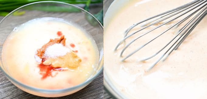 Making the dressing in a bowl