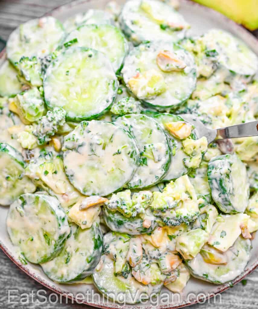 Broccoli Crunch Salad top view close-up
