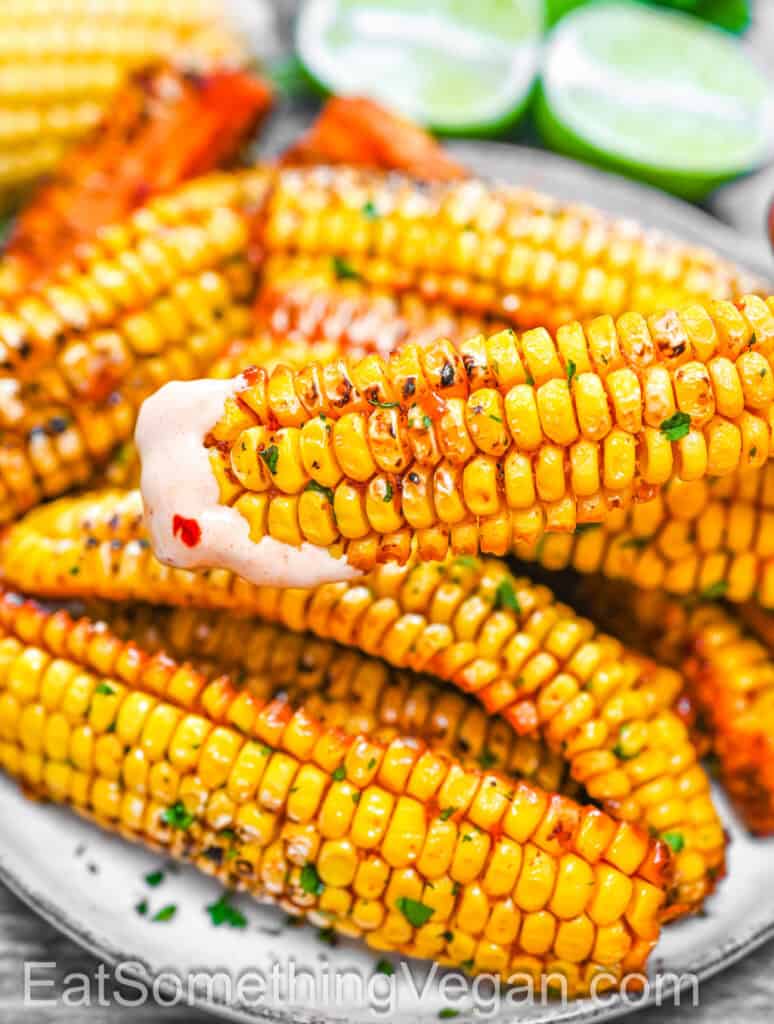 Corn Ribs with sauce and cilantro
