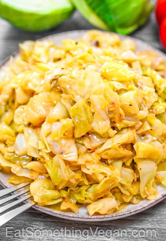Roasted cabbage salad, served on a plate