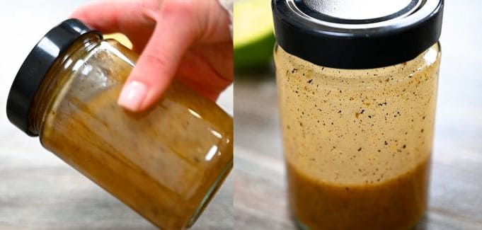 Mixing the dressing in a jar