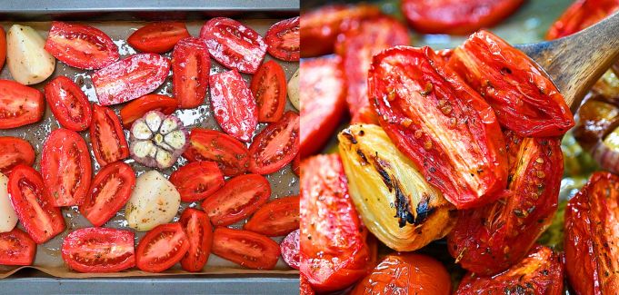 Caramelized tomatoes with garlic and onion