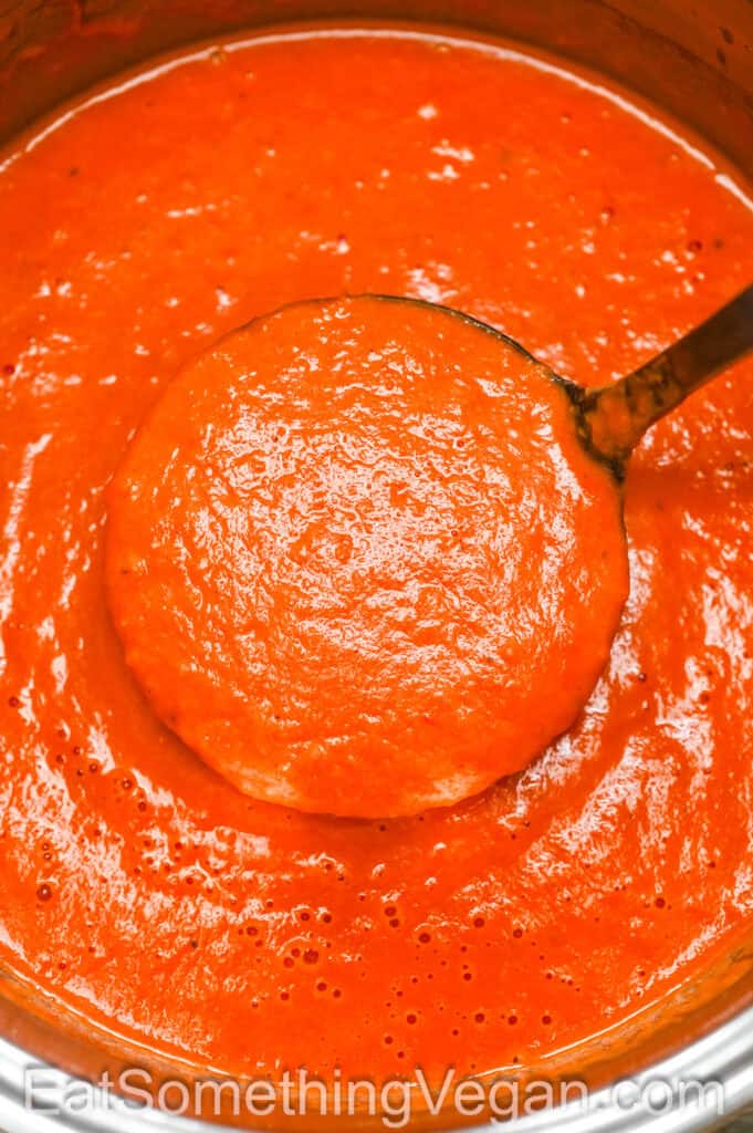 Roasted Tomato Soup in a ladle