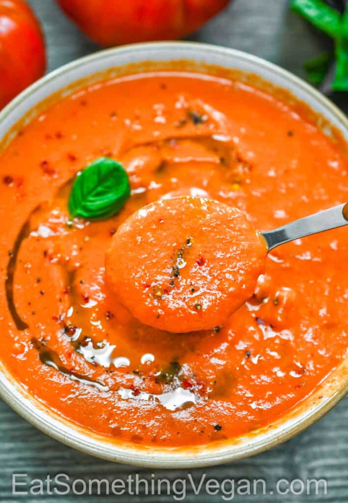 Roasted Tomato Soup on a spoon