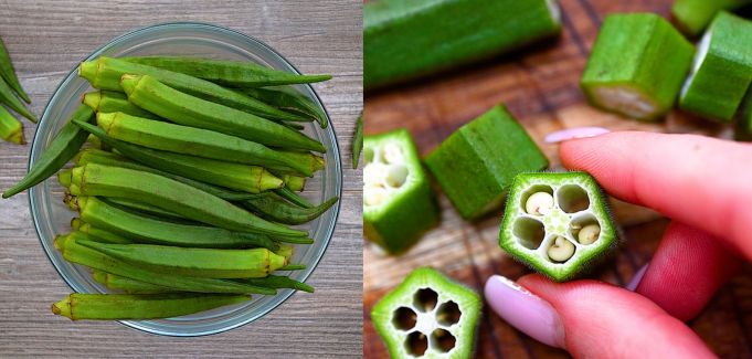 Fresh and sliced okra