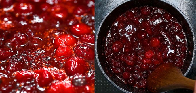 Cranberries simmering until softened