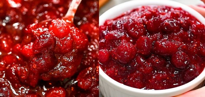 Spoonful of thick cranberry sauce