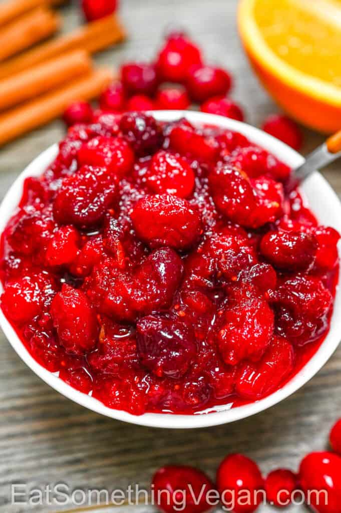 Cranberry Sauce in a bowl with whole cranberries