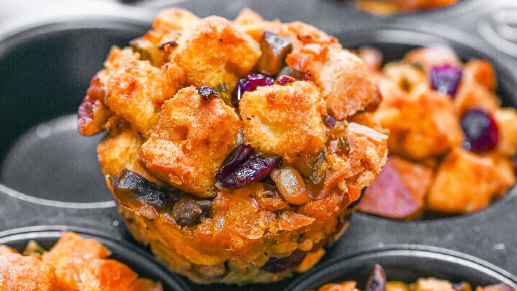 Crispy Vegan Stuffing Cup close-up