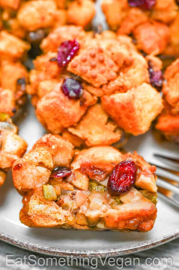 Crispy Vegan Stuffing Cup showing the filling inside