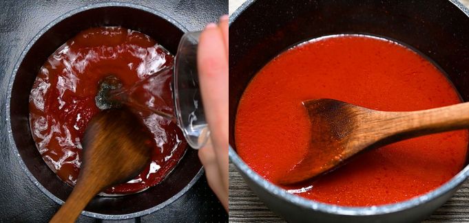 Preparing the tomato sauce