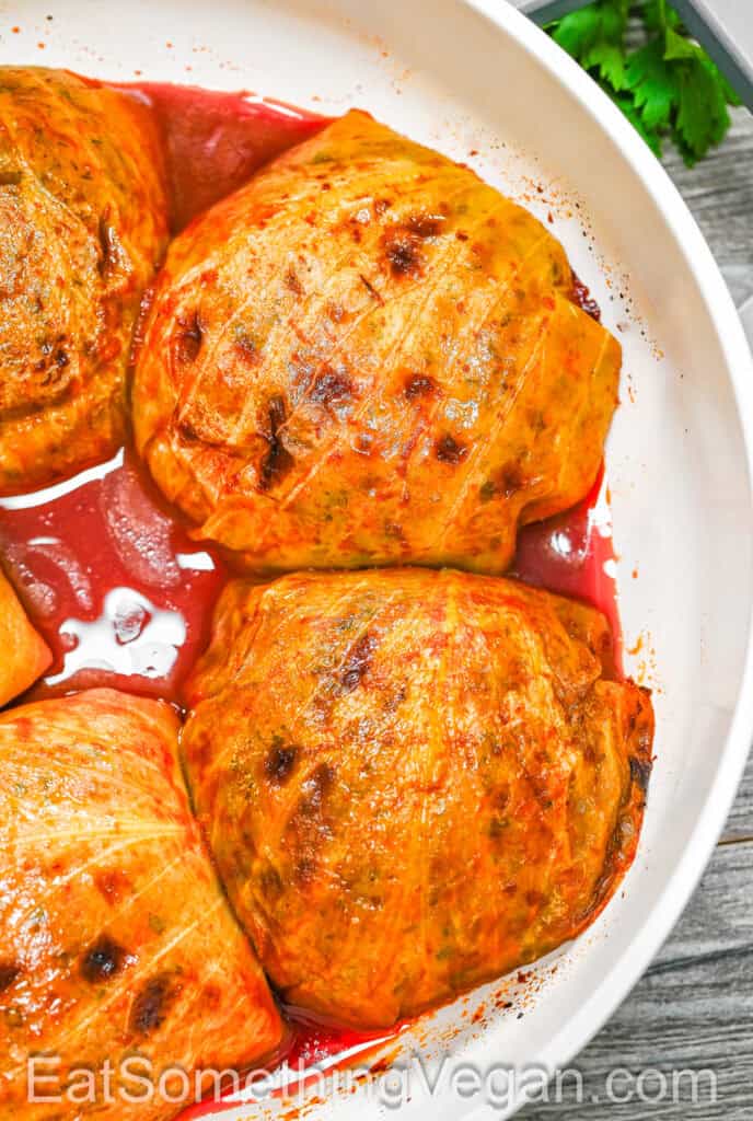 Baked Cabbage Bombs in a baking dish