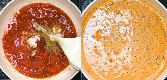 Making creamy tomato sauce
