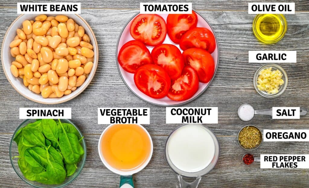 Ingredients for creamy tomato white beans