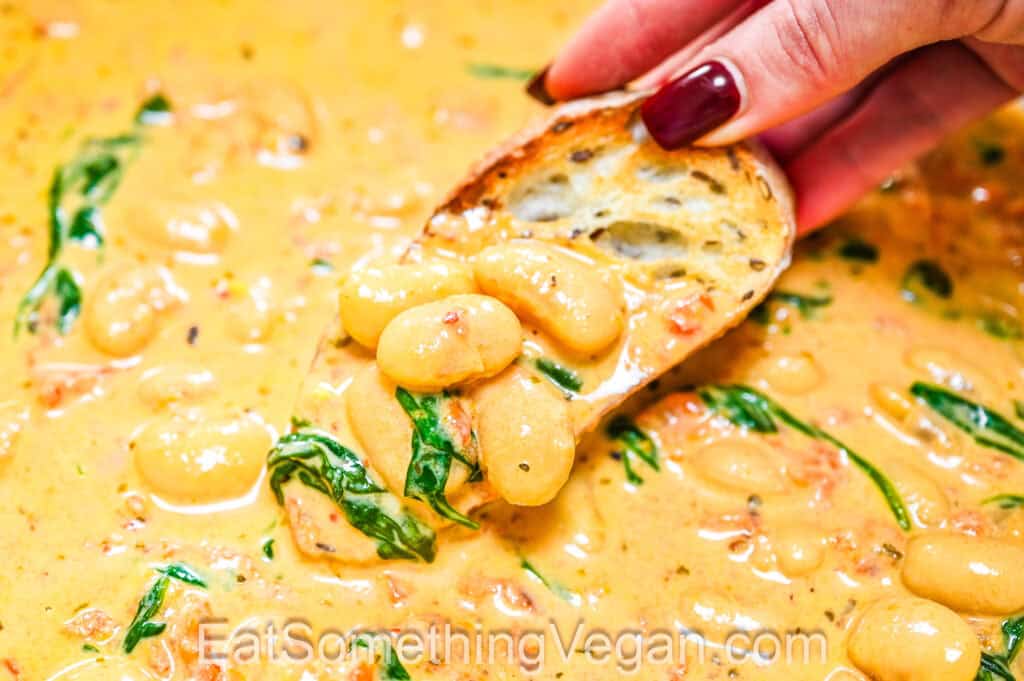 Creamy tomato white beans on toast
