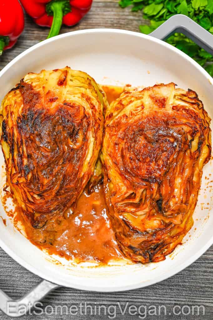 Baked cabbage in a skillet