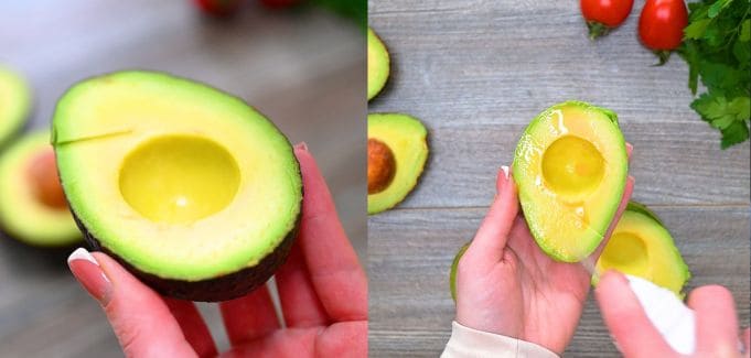 Cutting avocado in half